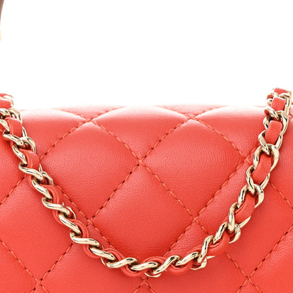 Chanel Lambskin Quilted Wood Mini Coco Handle Flap Red 9 of 11