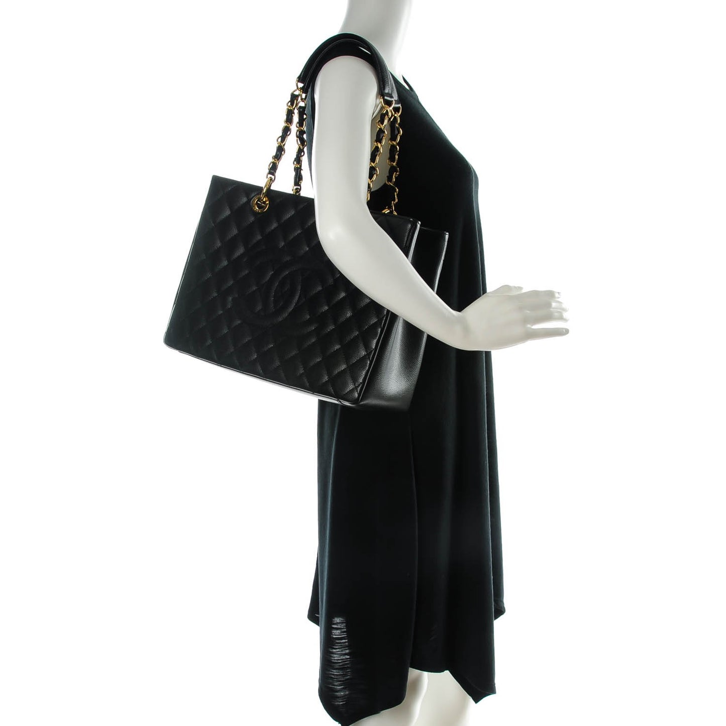 Caviar Quilted Grand Shopping Tote GST Black
