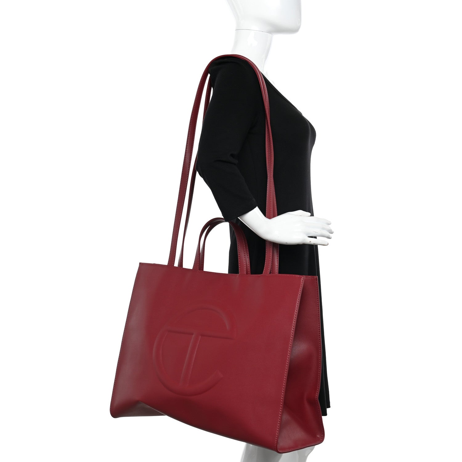 Telfar Vegan Leather Large Shopping Bag Oxblood 2 of 11