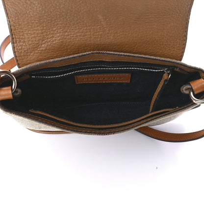 Burberry Mega Check Grainy Calfskin Small Gowan Messenger Bag Saddle Brown 7 of 24