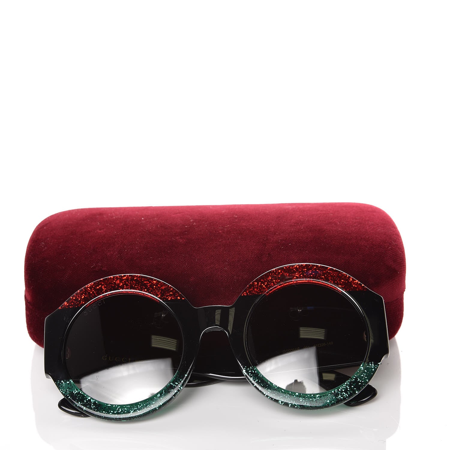 Gucci Acetate Round GG0084S Sunglasses Black Red Green 7 of 7