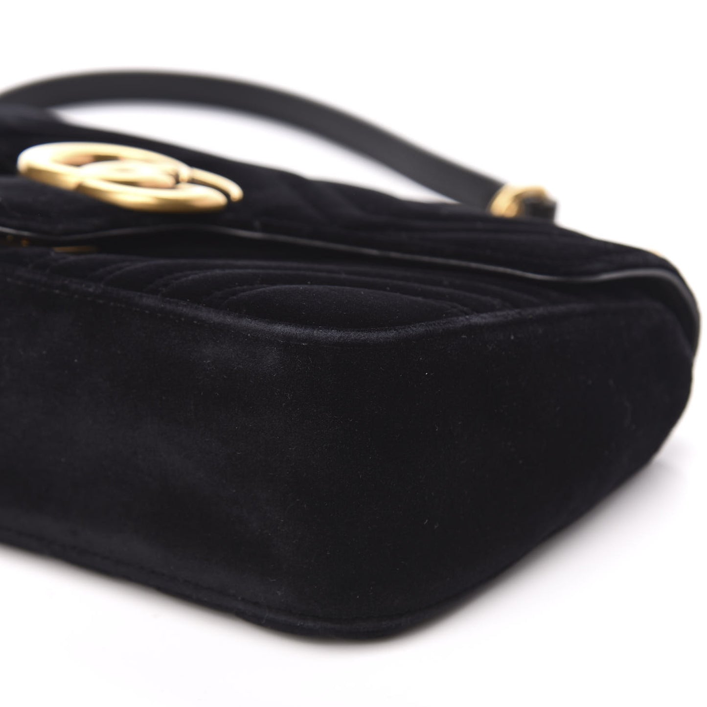Velvet Matelasse Small GG Marmont Shoulder Bag Black