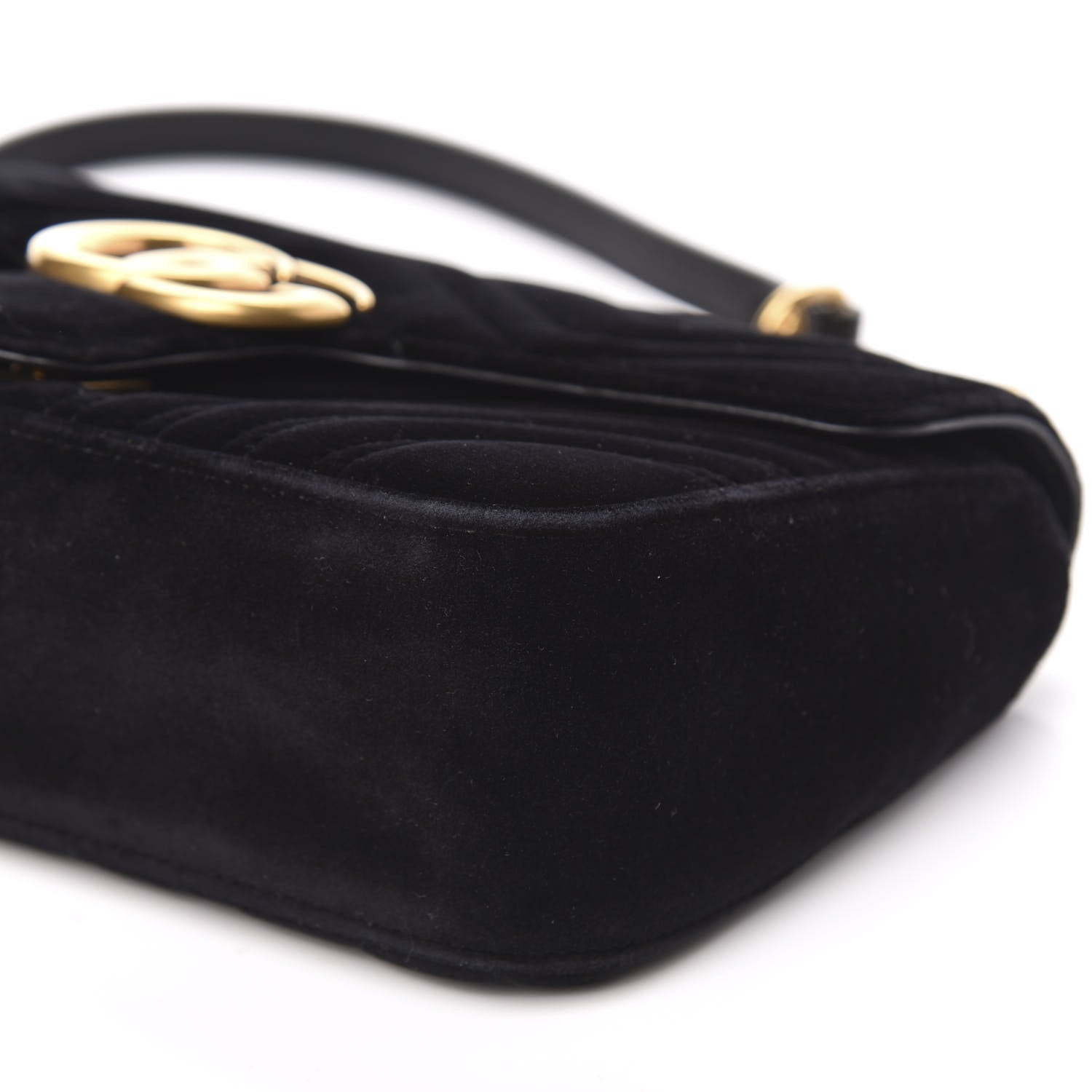 Gucci Velvet Matelasse Small GG Marmont Shoulder Bag Black 11 of 12