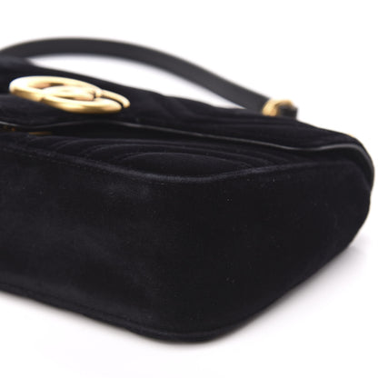Gucci Velvet Matelasse Small GG Marmont Shoulder Bag Black 11 of 12