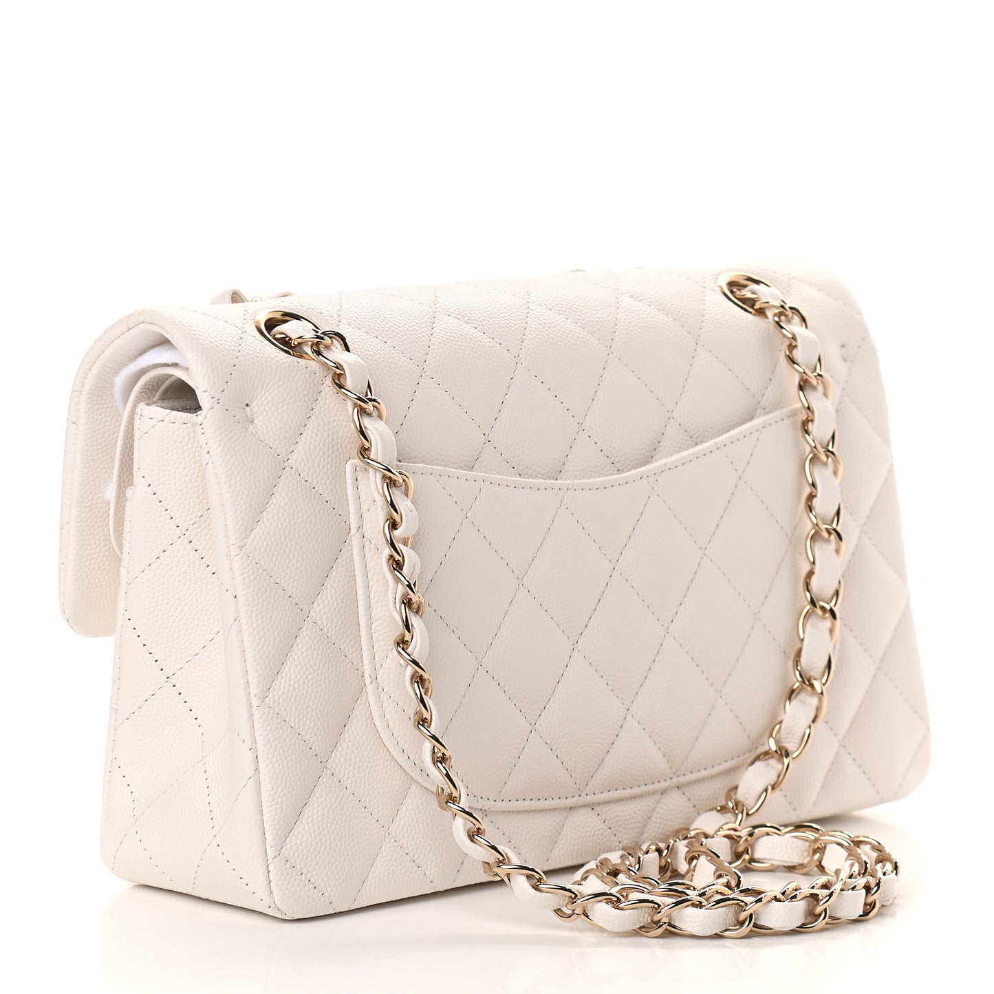 Caviar Quilted Small Double Flap White