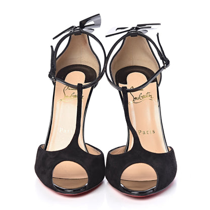 Christian Louboutin Suede Patent Shiny Nappa Aribak 100 Pumps 38 Black 2 of 9