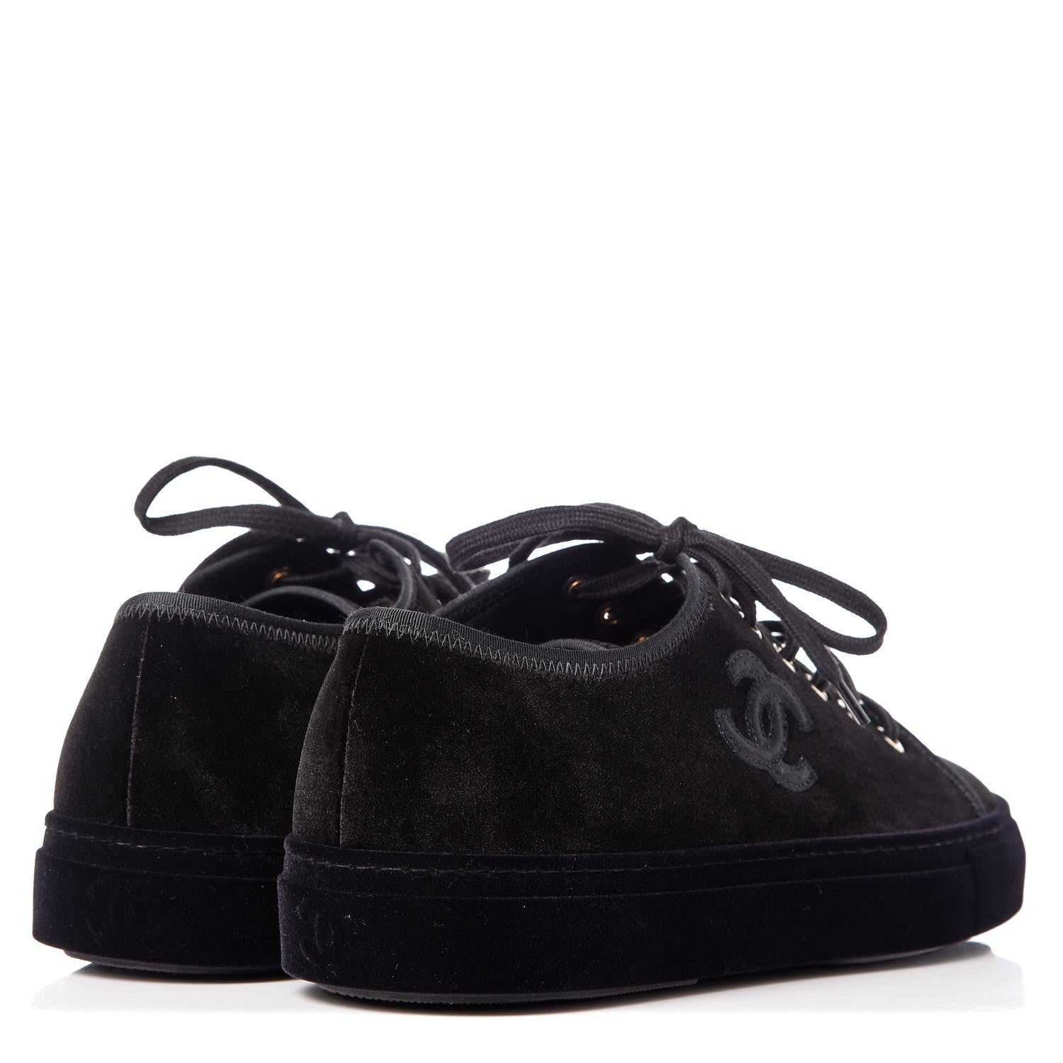 Chanel Velvet CC Sneakers 39 Black 4 of 9