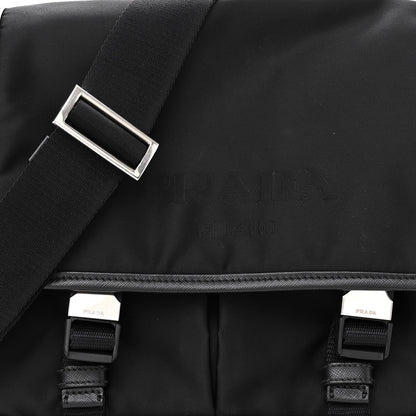 Prada Tessuto Nylon Saffiano Logo Messenger Bag Black 7 of 9