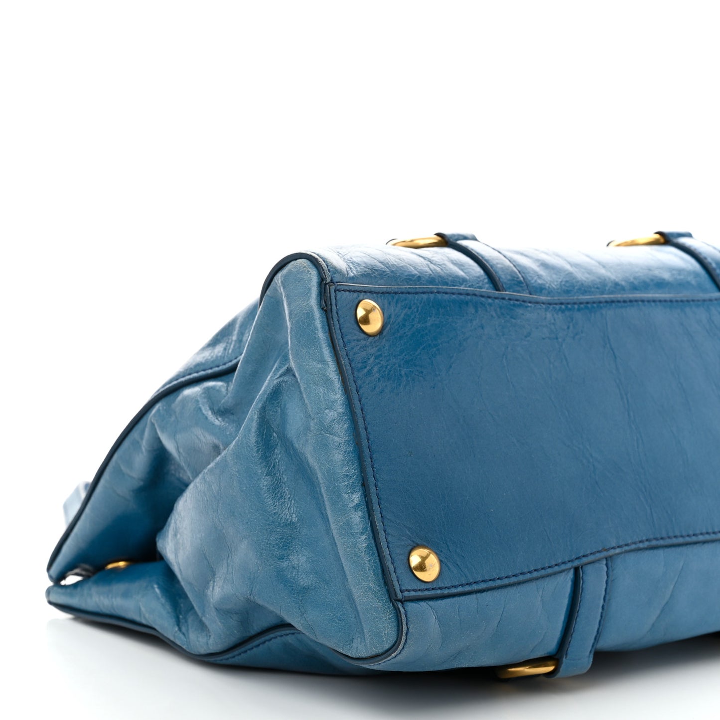 Vitello Shine Double Zip Tote Oceano