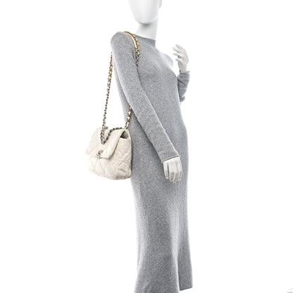 Chanel Goatskin Quilted Large 19 Flap White 2 of 14