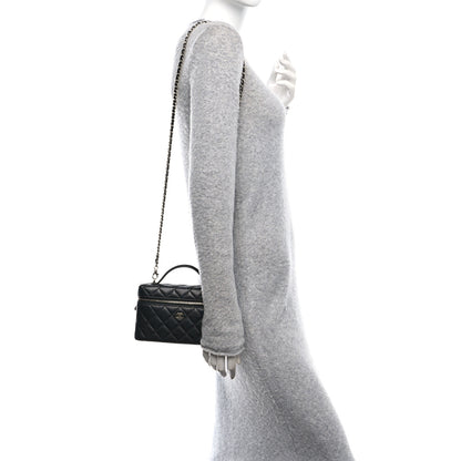 Chanel Caviar Quilted Top Handle Slim Vanity With Chain Black 2 of 10