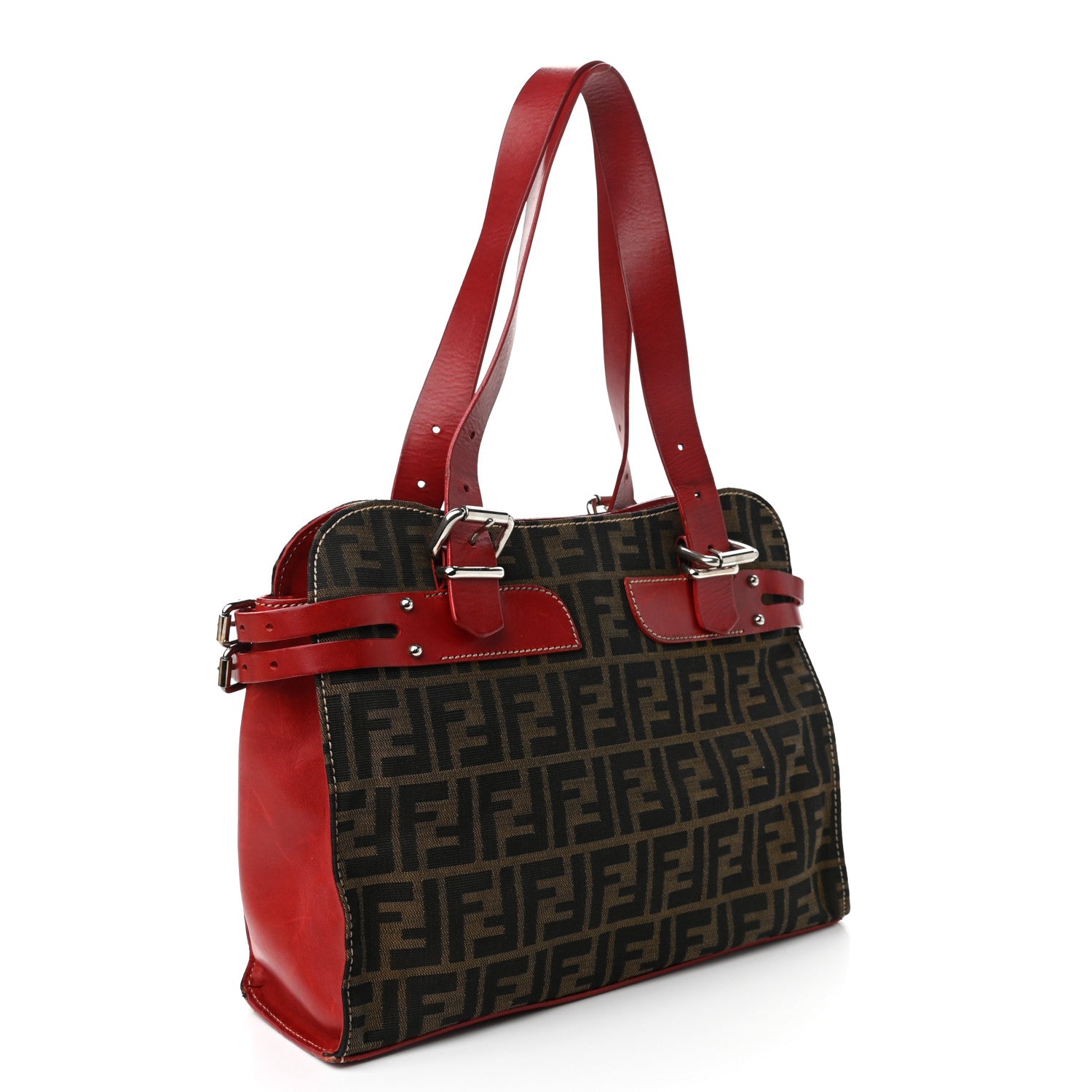 Fendi Zucca Pocket Shoulder Bag Tobacco Red 2 of 9