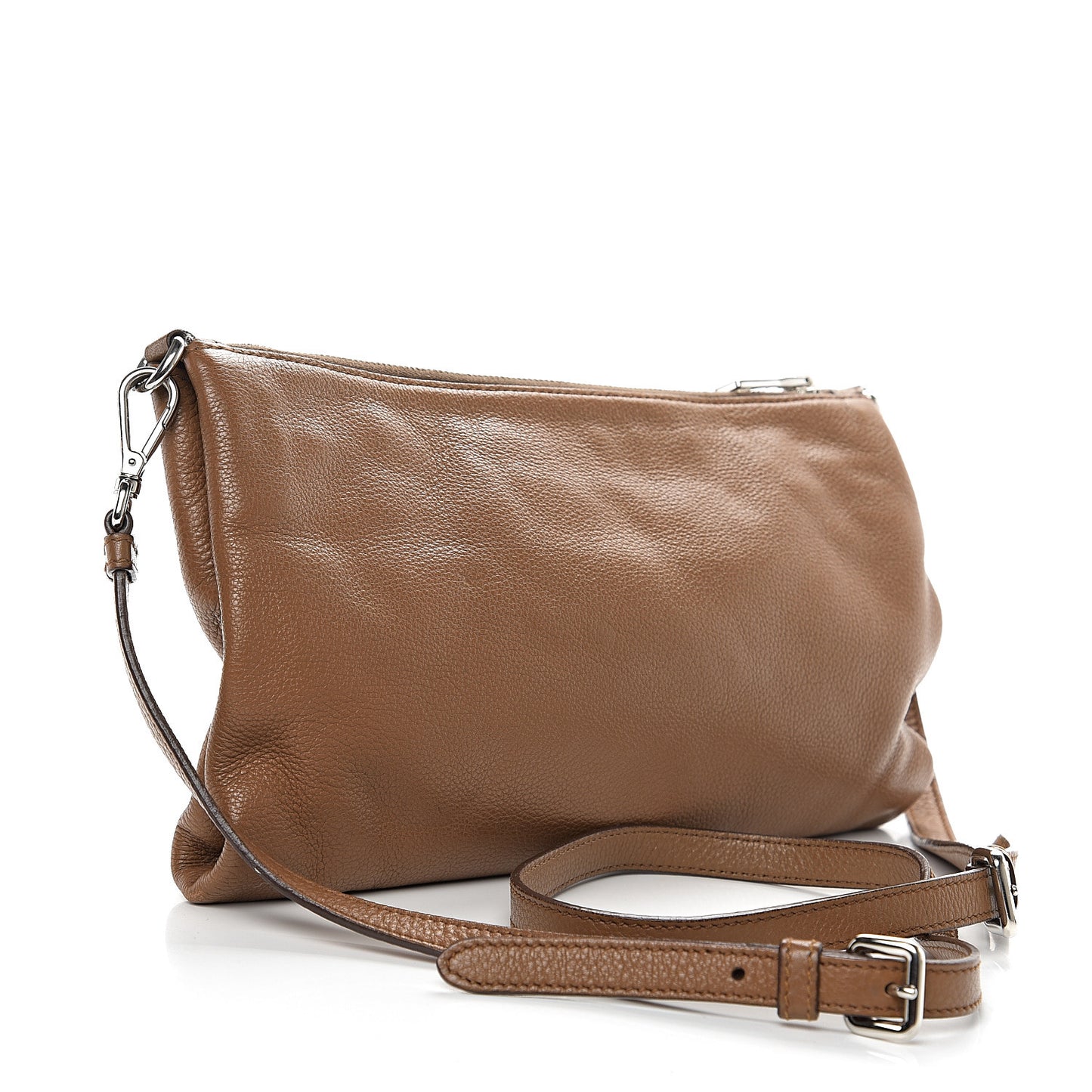 Vitello Daino Zippered Crossbody Bag Palissandro