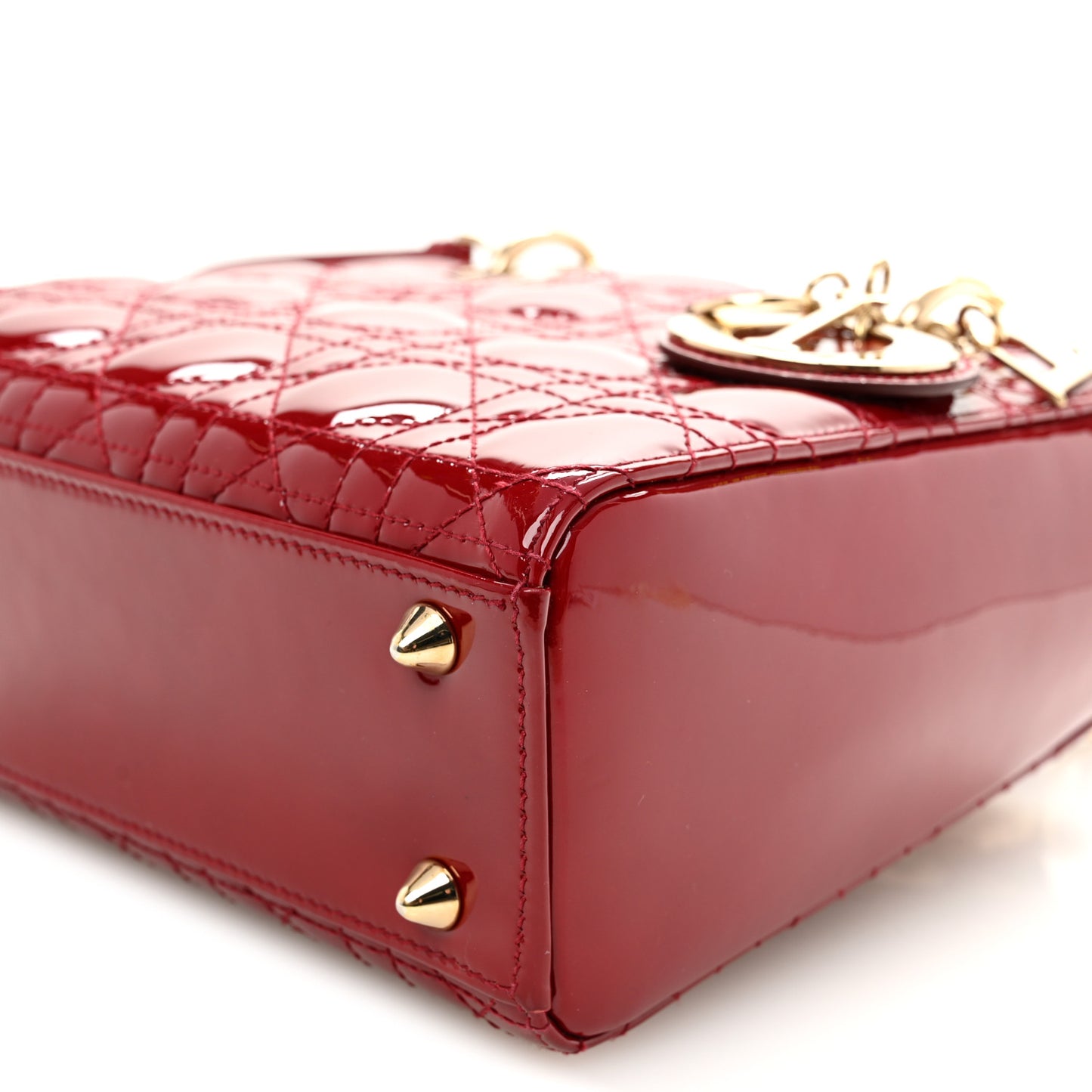 Patent Cannage Small Lady Dior Cherry Red