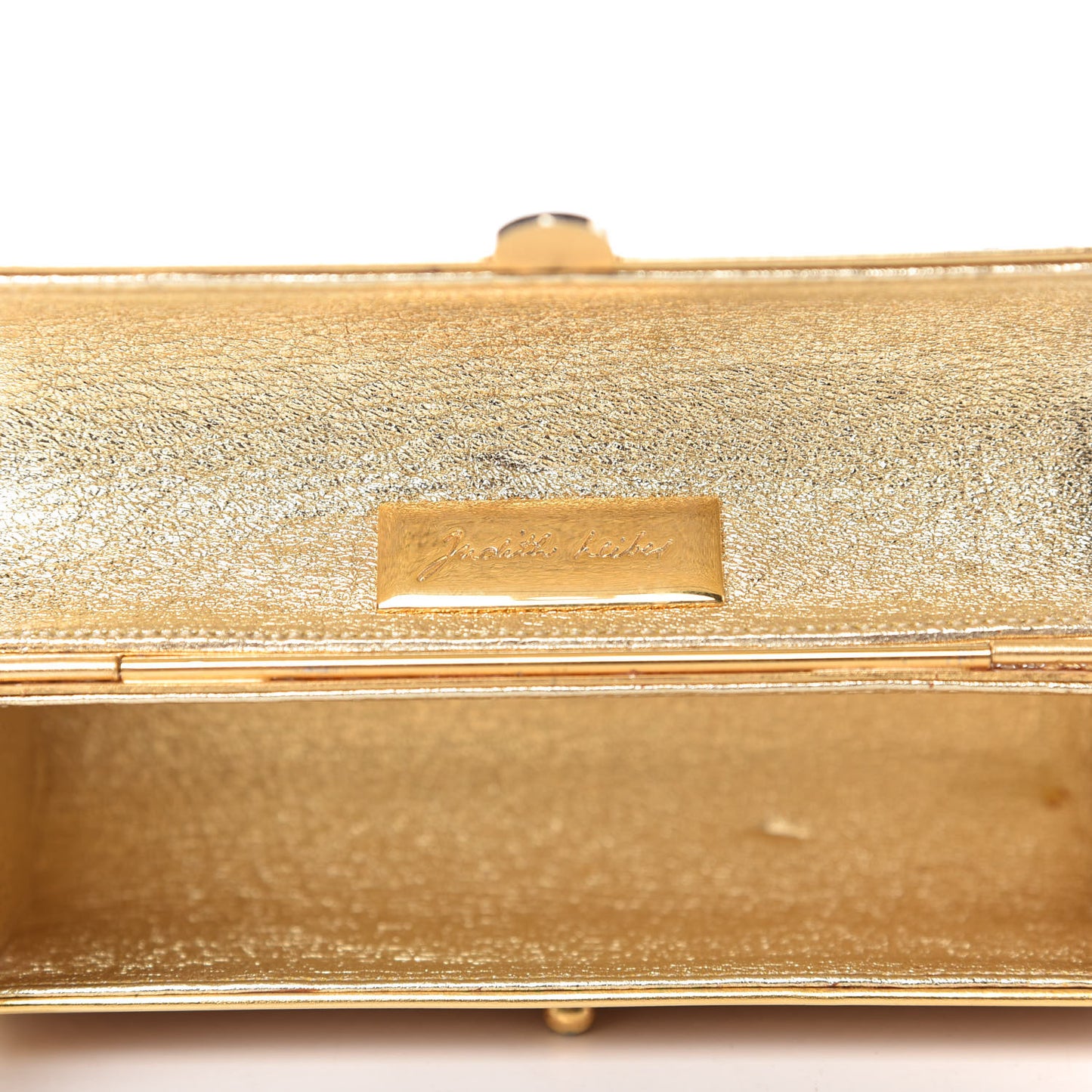 Swarovski Crystal Striped Minaudiere Clutch Silver Gold