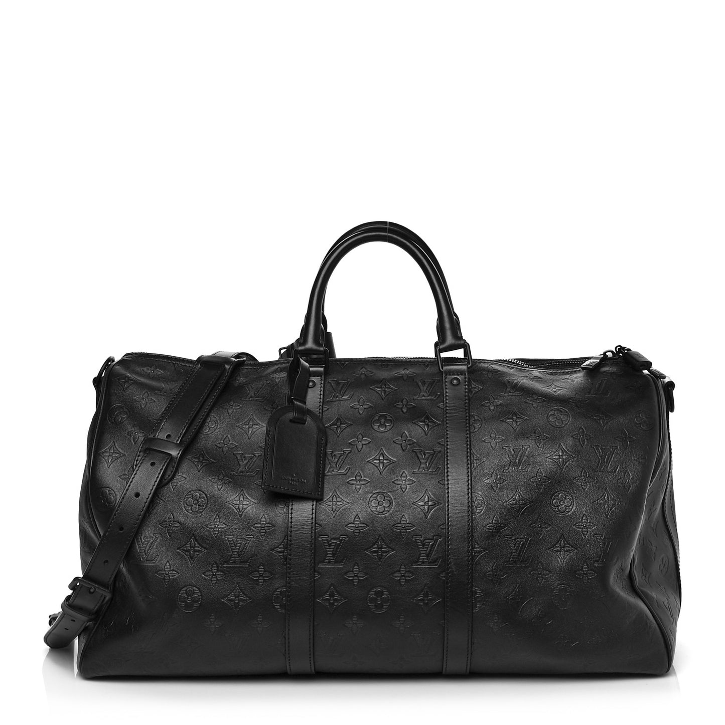 Calfskin Shadow Monogram Keepall Bandouliere 50 Black