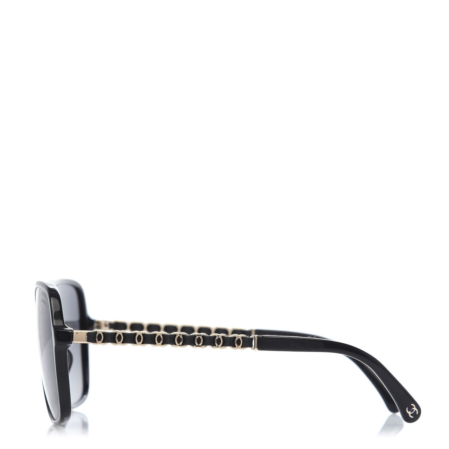 Metal Calfskin CC Chain Pilot Sunglasses 5439-Q Black