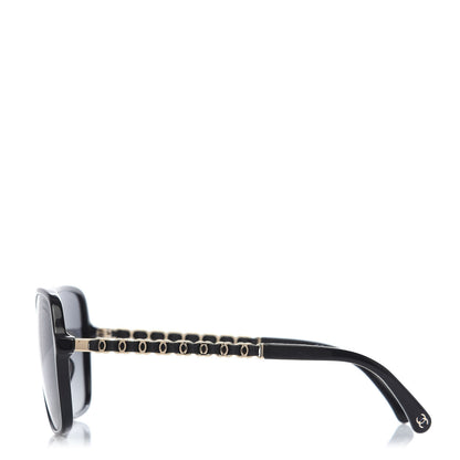 Chanel Metal Calfskin CC Chain Pilot Sunglasses 5439-Q Black 3 of 8