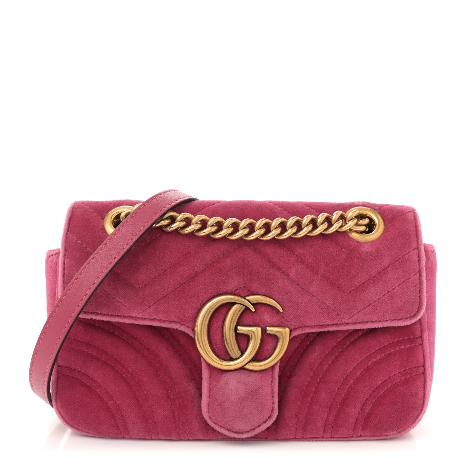 Gucci Velvet Matelasse Mini GG Marmont Shoulder Bag Light Raspberry Rose 1 of 11