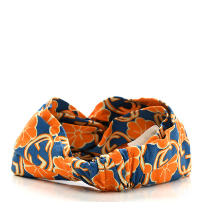 Gucci Cotton Knit Elastic Floral Headband M Sapphire Orange 3 of 5