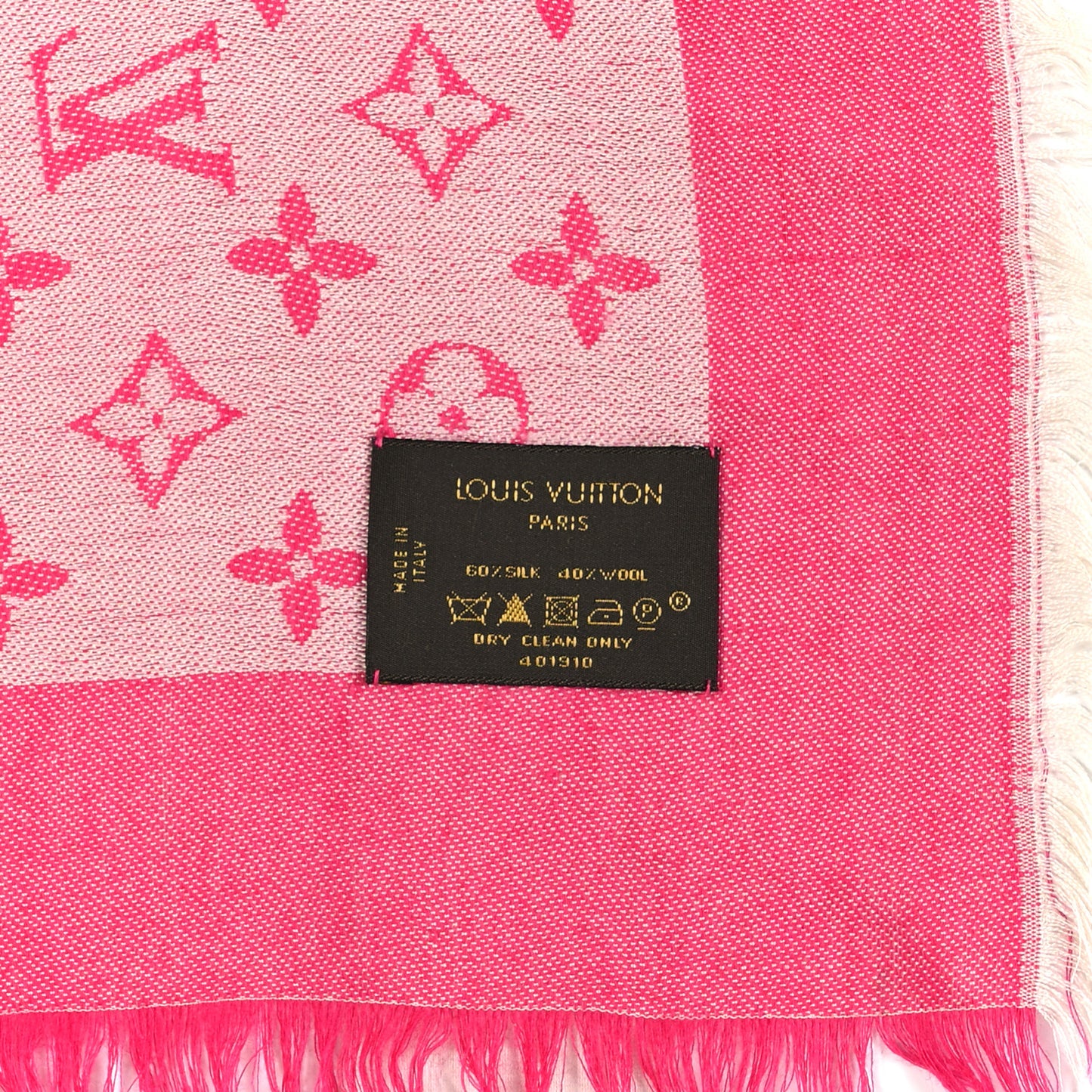 Wool Silk Monogram Denim Shawl Pivoine