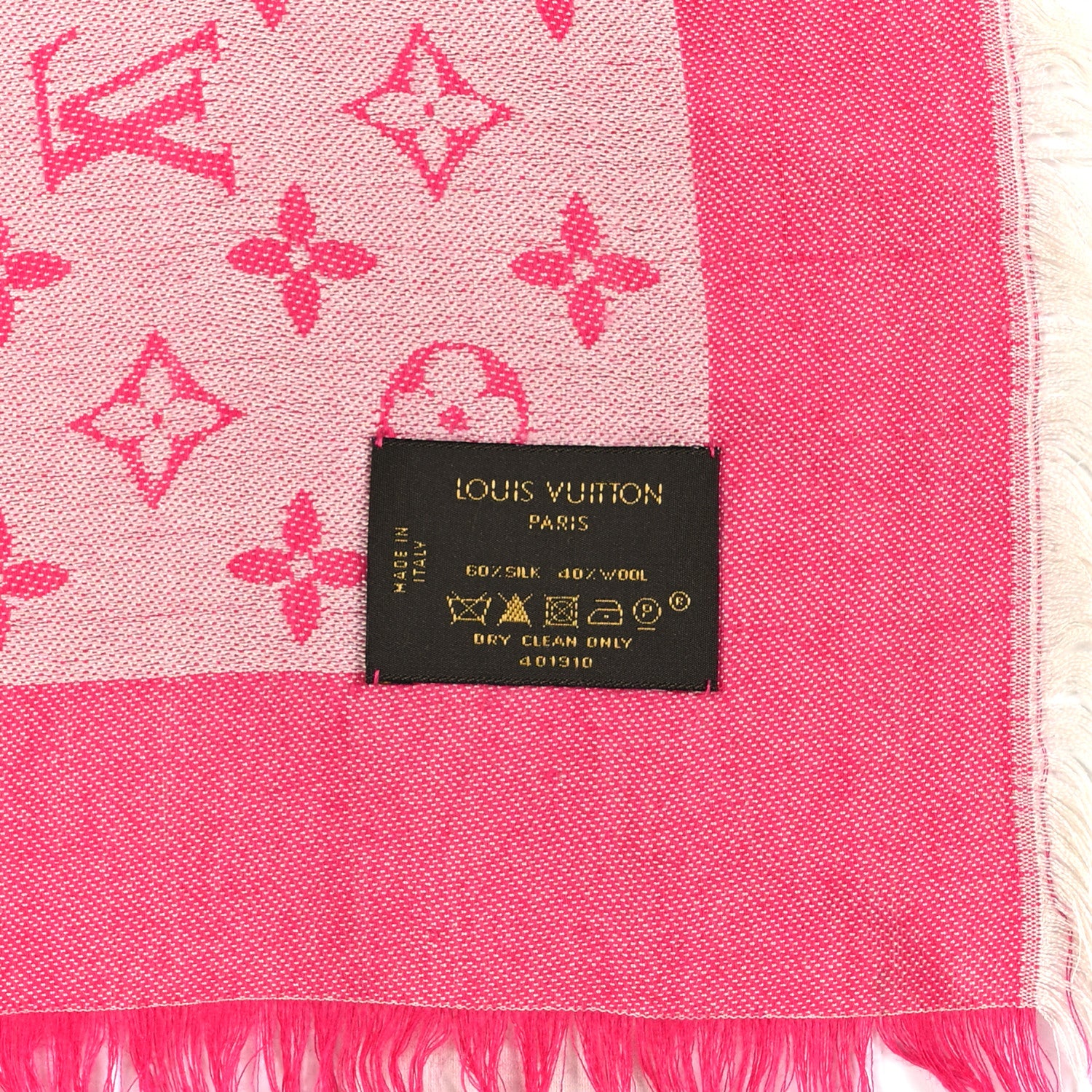 Louis Vuitton Wool Silk Monogram Denim Shawl Pivoine 3 of 3