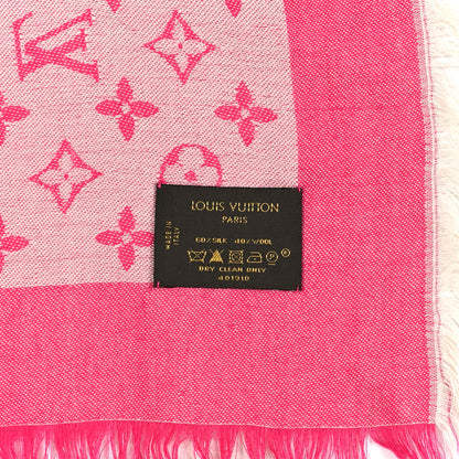 Louis Vuitton Wool Silk Monogram Denim Shawl Pivoine 3 of 3