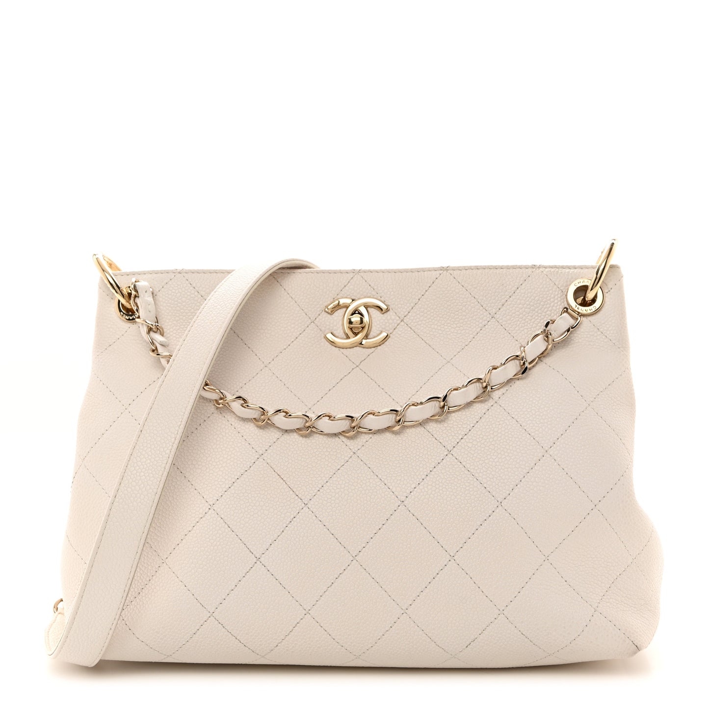 Caviar Quilted City Walk Hobo White