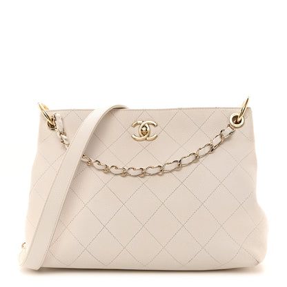 Chanel Caviar Quilted City Walk Hobo White 1 of 14