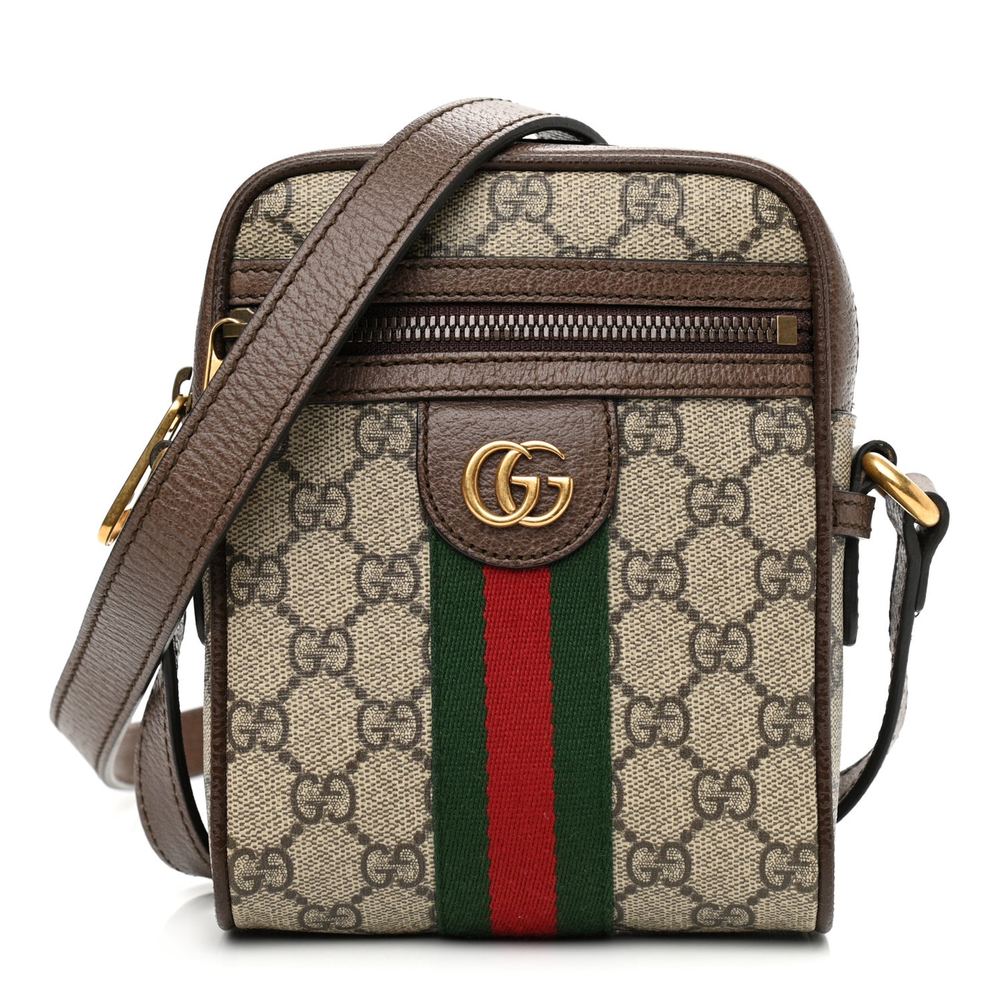 GG Supreme Monogram Web Mini Ophidia Messenger Brown