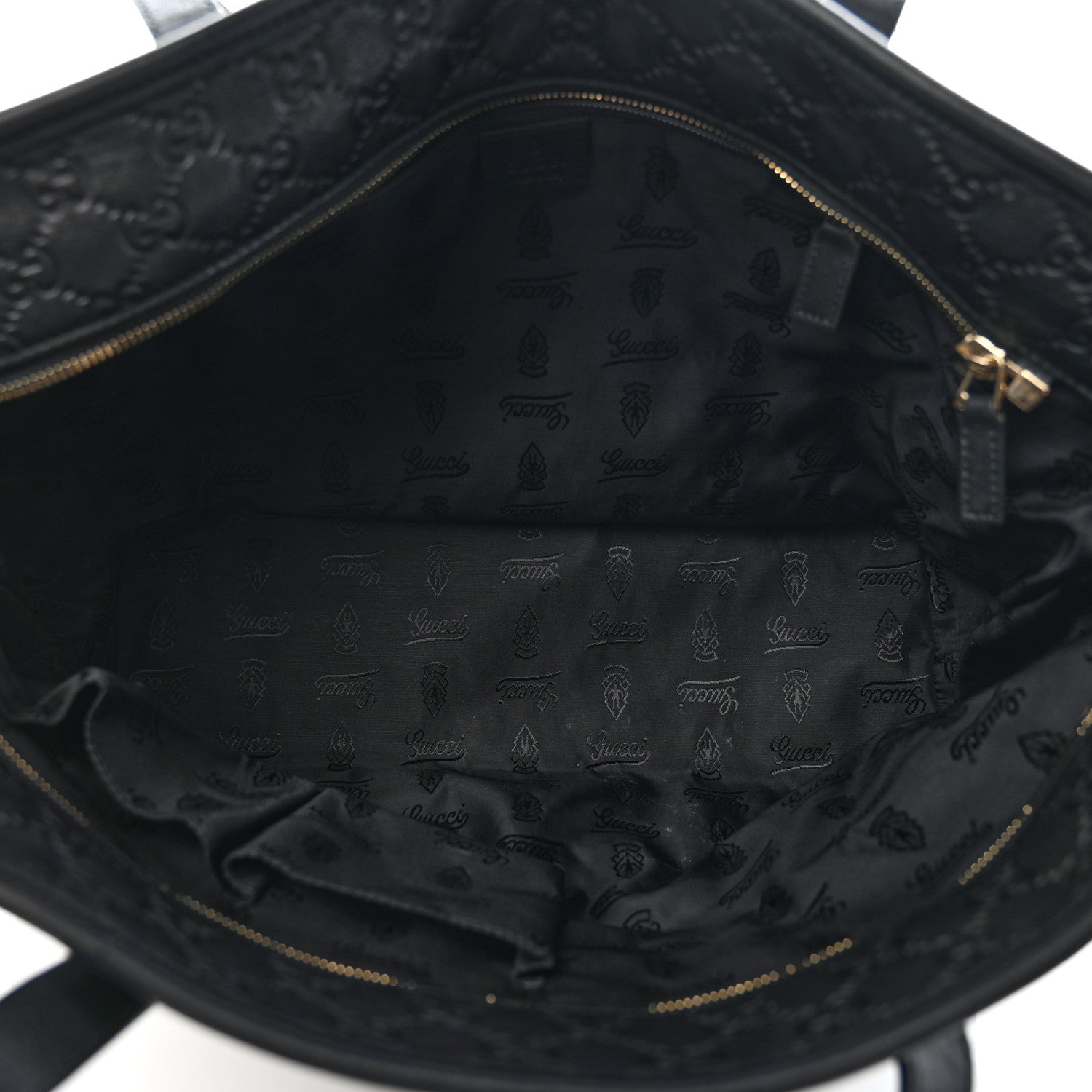 Gucci Guccissima Medium Zippered Shopping Tote Black 5 of 12