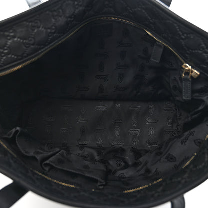Gucci Guccissima Medium Zippered Shopping Tote Black 5 of 12