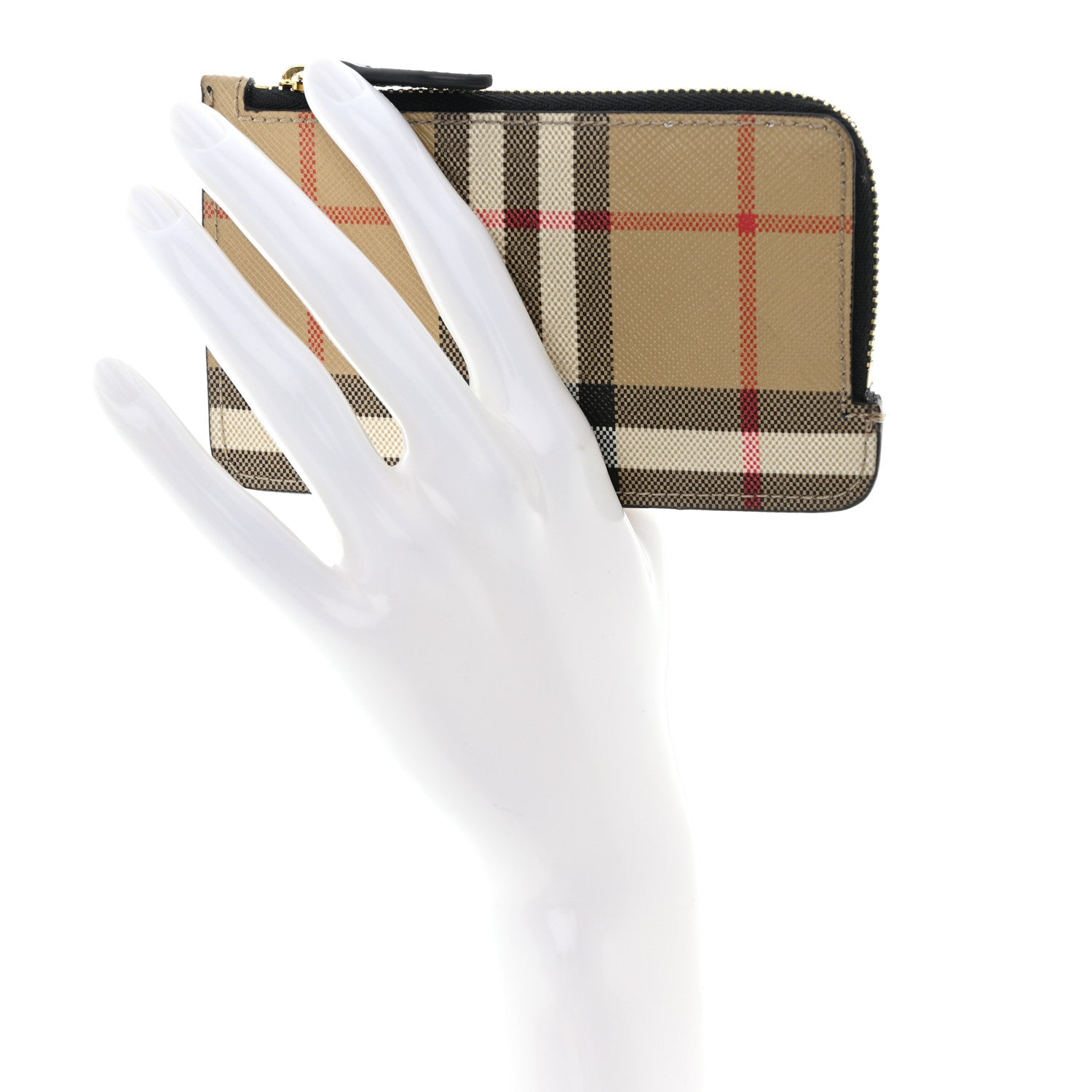 Burberry Check Calfskin Zip Card Case Holder Black 2 of 10