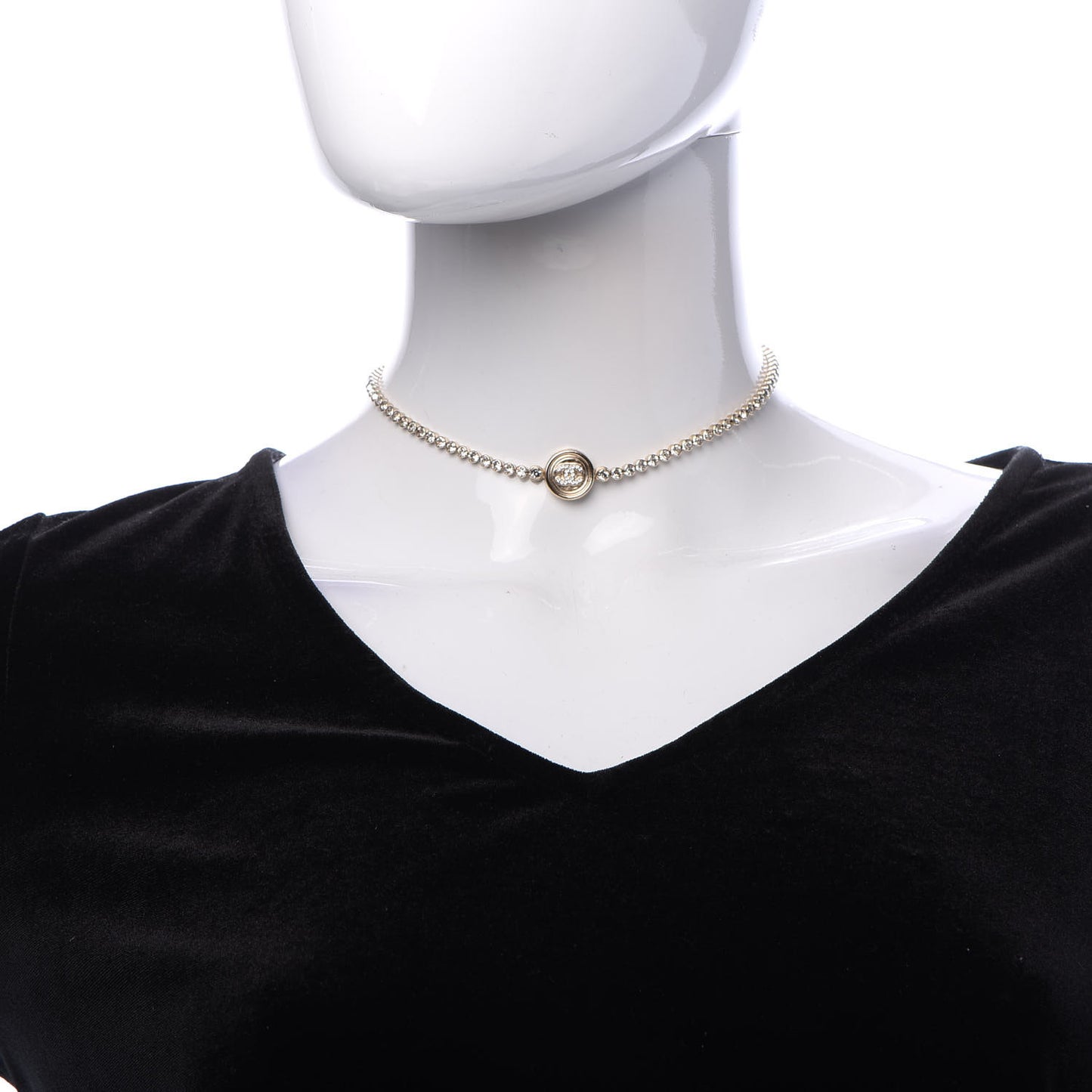 Crystal CC Chain Short Necklace Gold