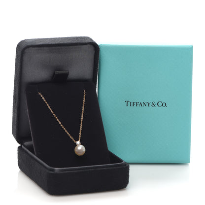 Tiffany 18K Rose Gold Diamond Akoya Pearl 7.5-8mm Signature Pendant Necklace 7 of 7