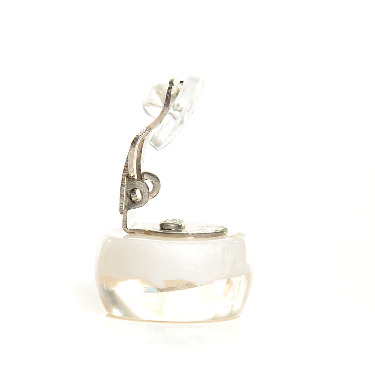 Chanel Translucent Resin CC Clip On Earrings White 3 of 5