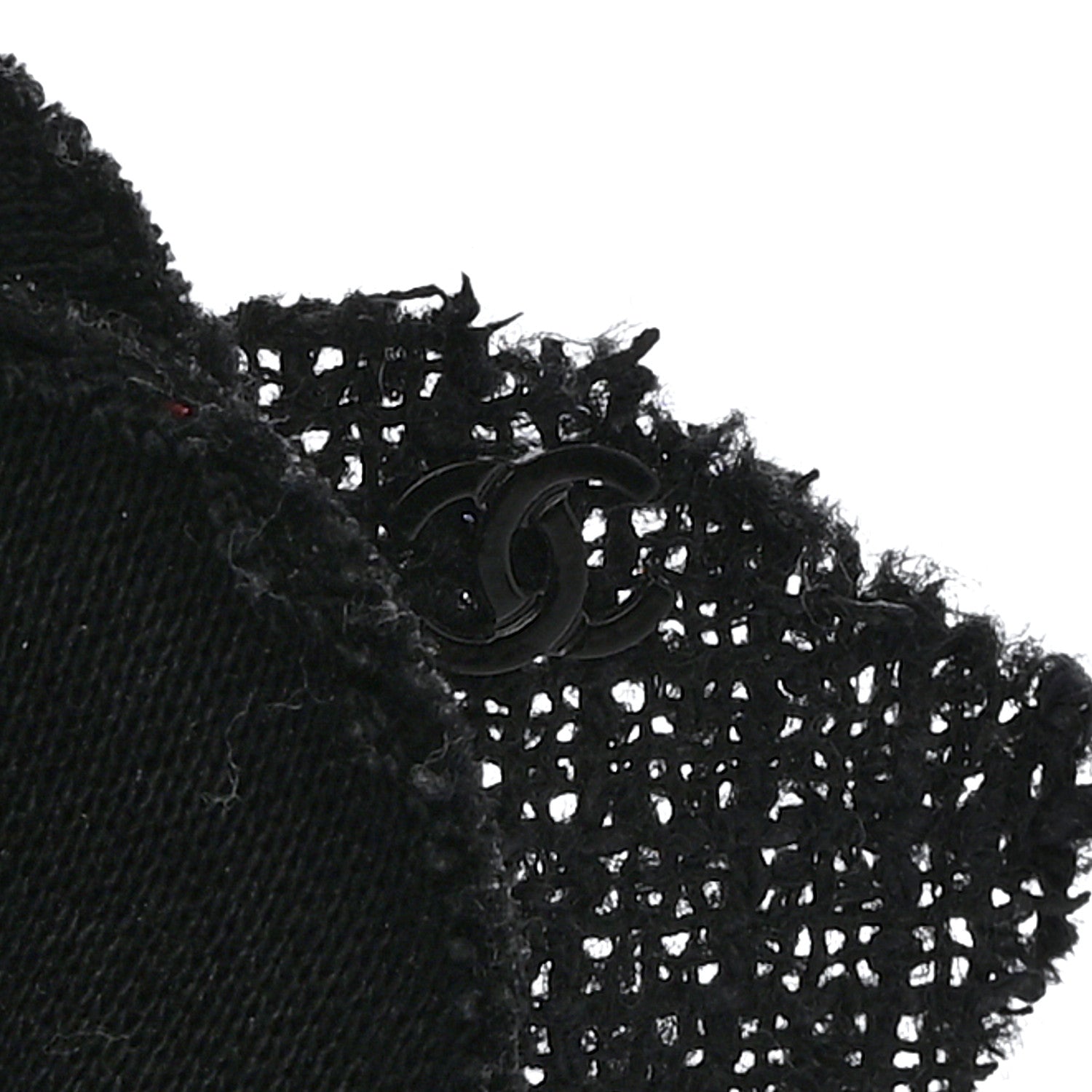 Chanel Tweed Fabric Camellia Pin Brooch Black 3 of 3