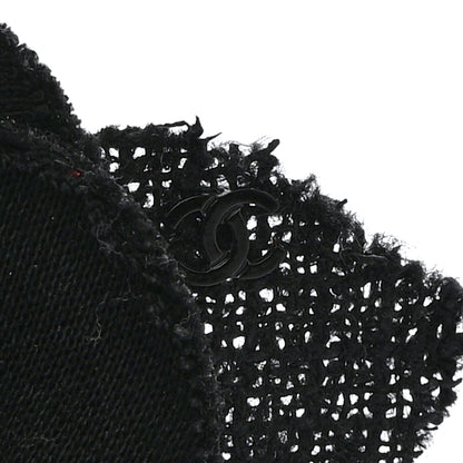 Chanel Tweed Fabric Camellia Pin Brooch Black 3 of 3