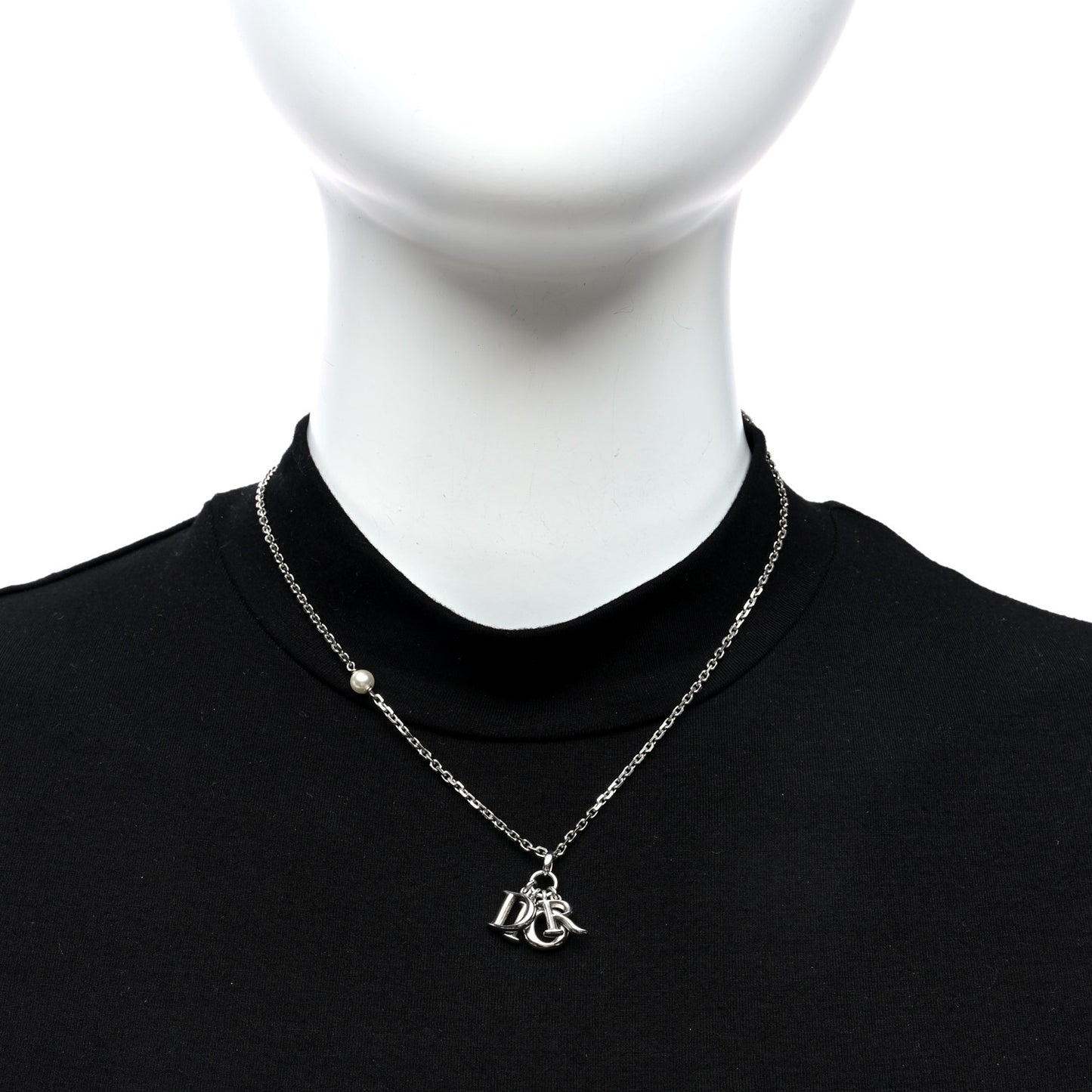 Pearl Logo Necklace Silver