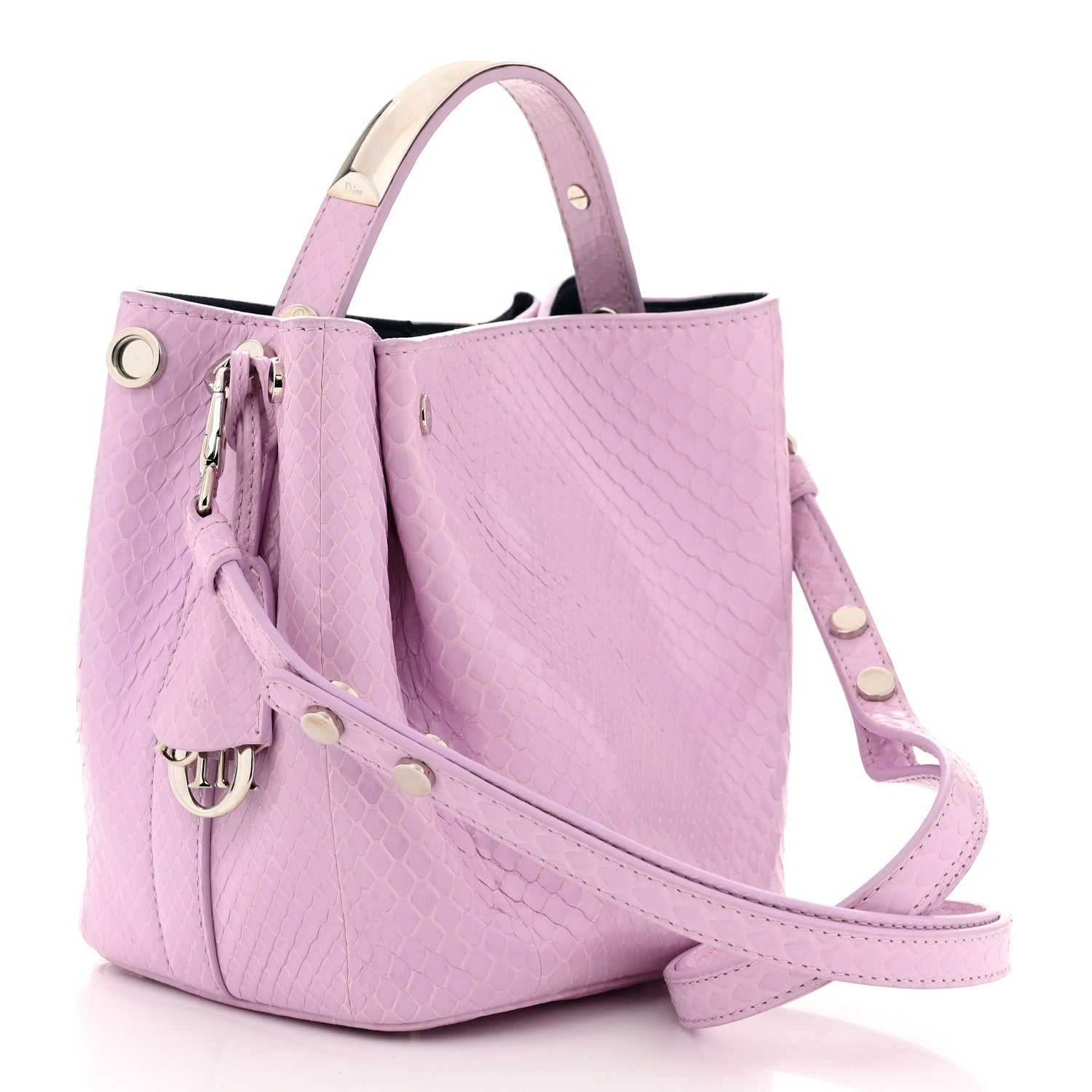 Christian Dior Snakeskin Small Diorific Bucket Bag Pink 4 of 11