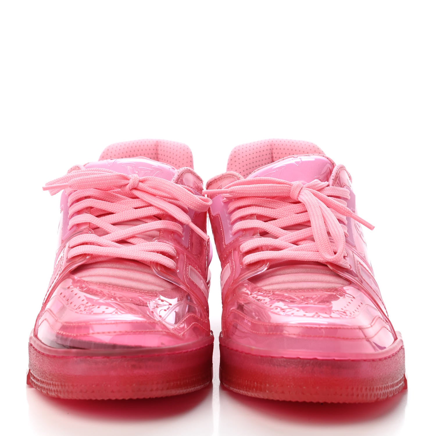Louis Vuitton Mix Materials Transparent Monogram Mens LV Trainer Sneakers 8.5 Pink 2 of 4
