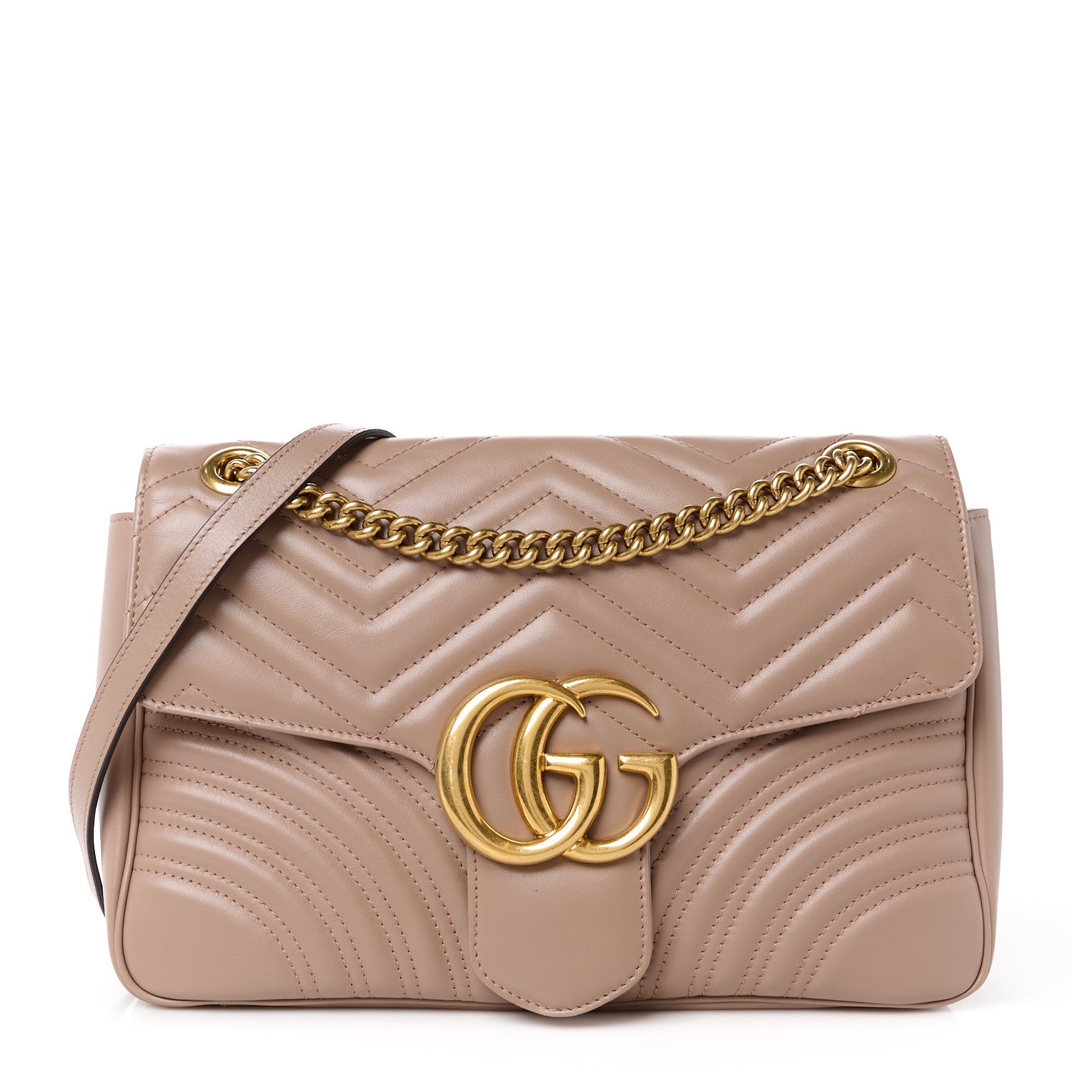 Gucci Calfskin Matelasse Medium GG Marmont Shoulder Bag Porcelain Rose 1 of 11