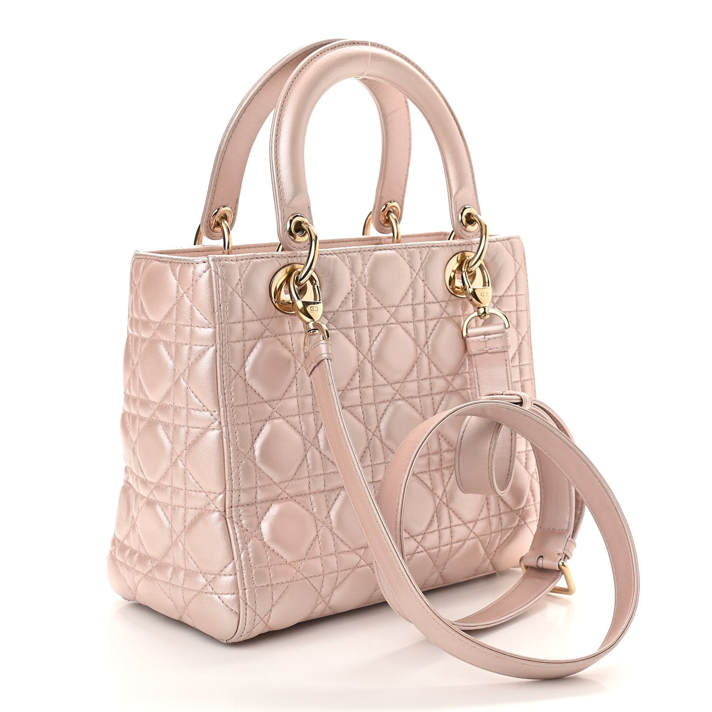 Pearly Lambskin Cannage Medium Lady Dior Lotus