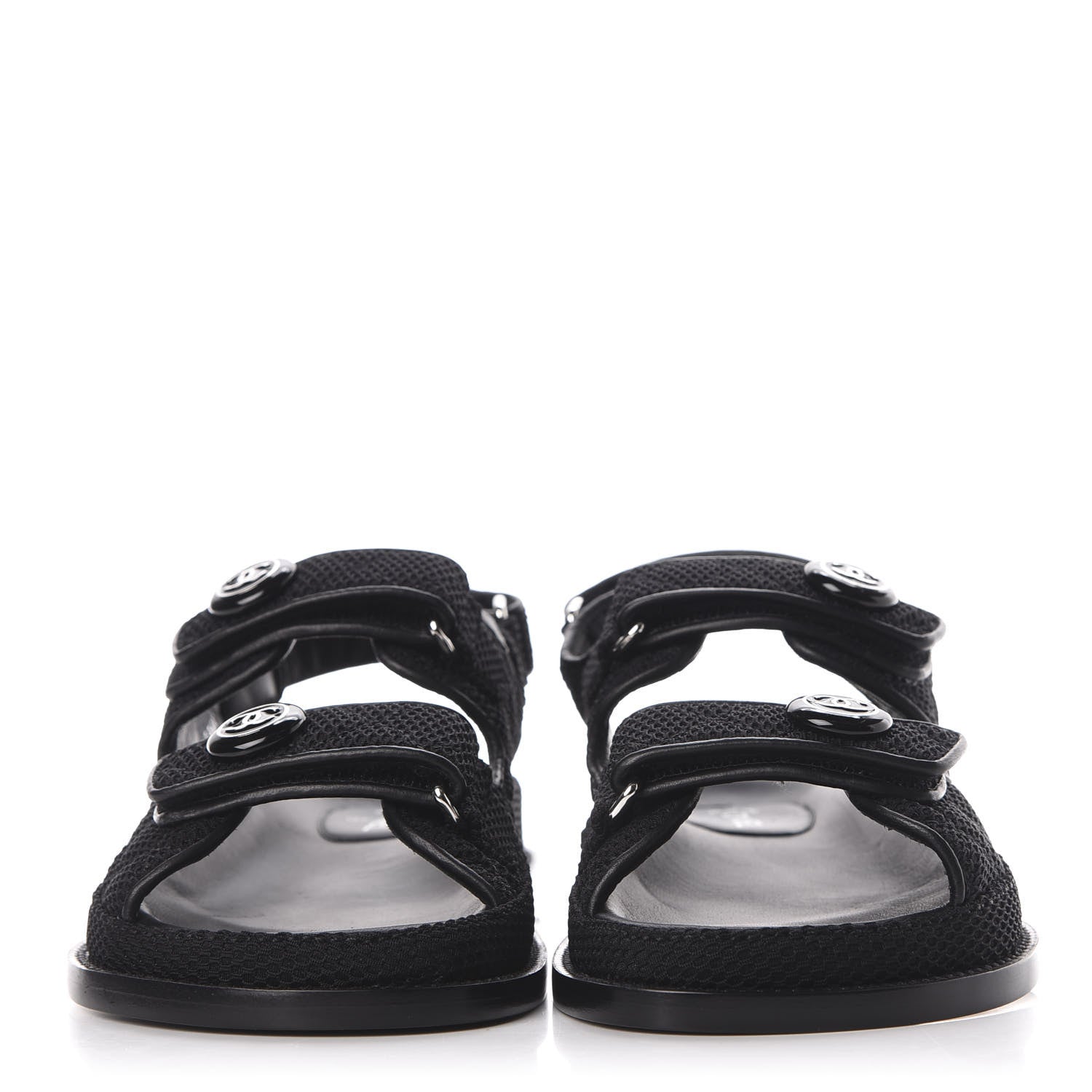 Chanel Fabric Velcro Dad Sandals 36 Black 2 of 12