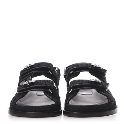 Chanel Fabric Velcro Dad Sandals 36 Black 2 of 12