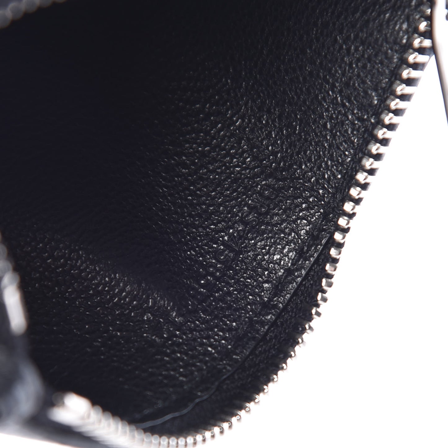 Grained Calfskin 5 Fragments Zip Pouch Card Holder Black