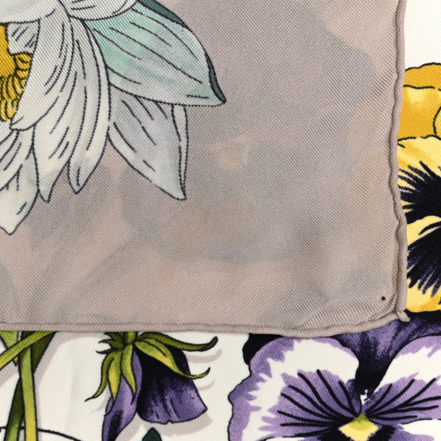 Silk Floral Square Scarf White