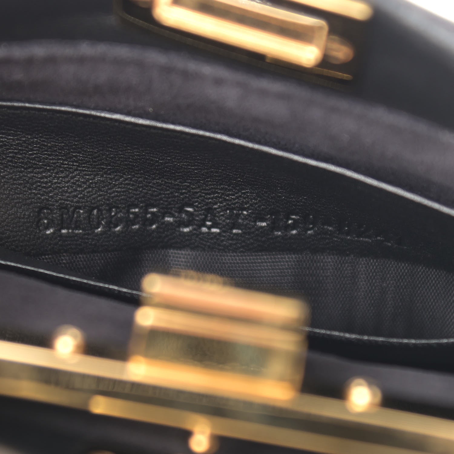 Fendi Shearling Shiny Nappa Micro Peekaboo Iconic Satchel Black 8 of 10
