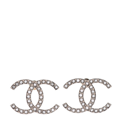 Chanel Crystal CC Large Stud Earrings Gold 1 of 4