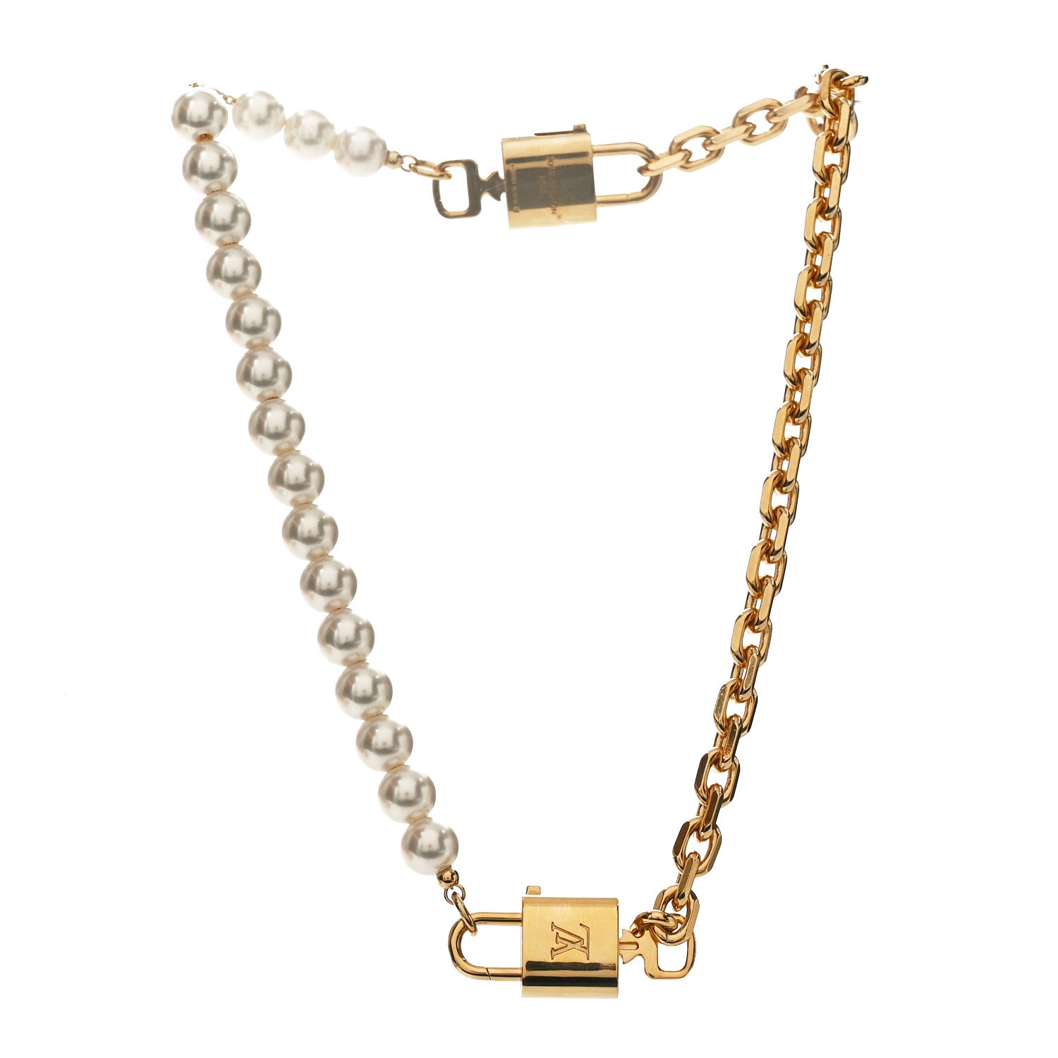 Louis Vuitton Metal Pearl Pearlock Necklace Gold 1807853